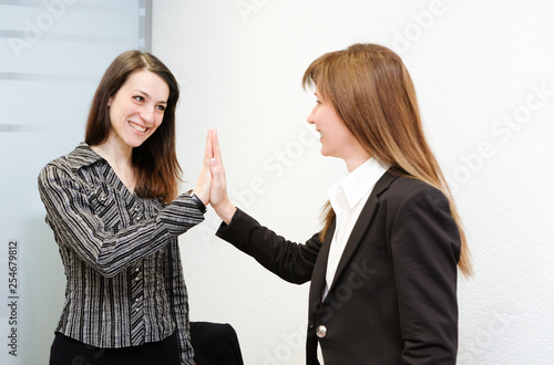 Businesswomen shake hands each other