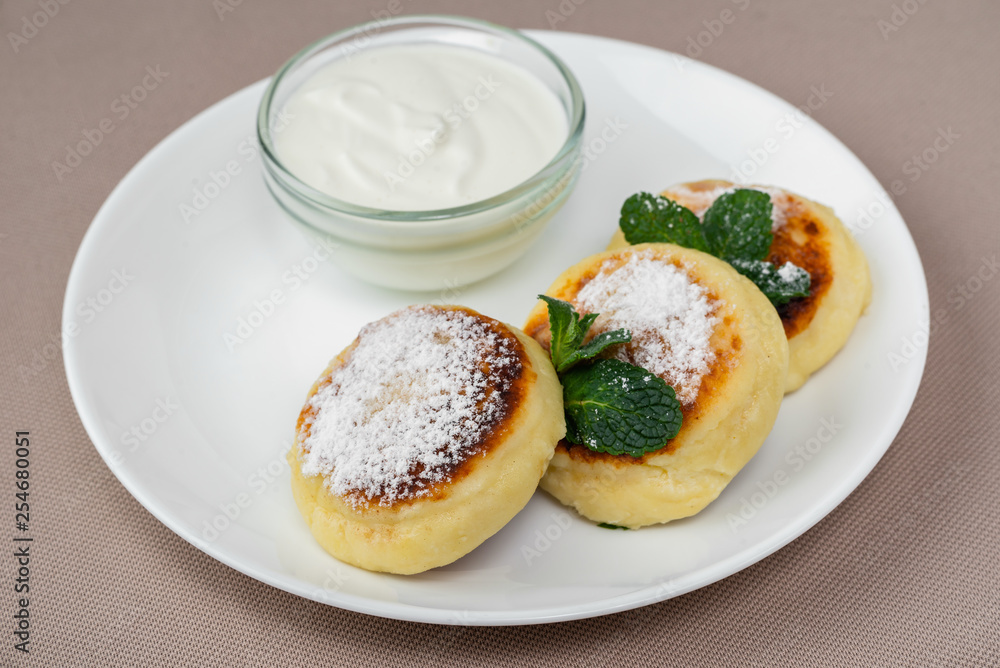 pancakes with powdered sugar and sour cream pancakes with powdered sugar and sour cream