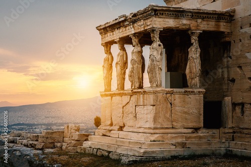 Figures of Caryatids Porch of the Erechtheion on the Parthenon on Acropolis Hill, Athens, Greece