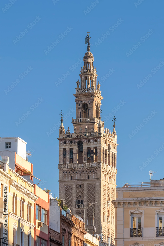 View of Seville Cathedral of Saint Mary of the See (Seville Cathedral)  with Giralda tower