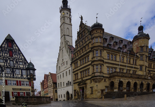 medieval town of rothenburg scenery with houses and church