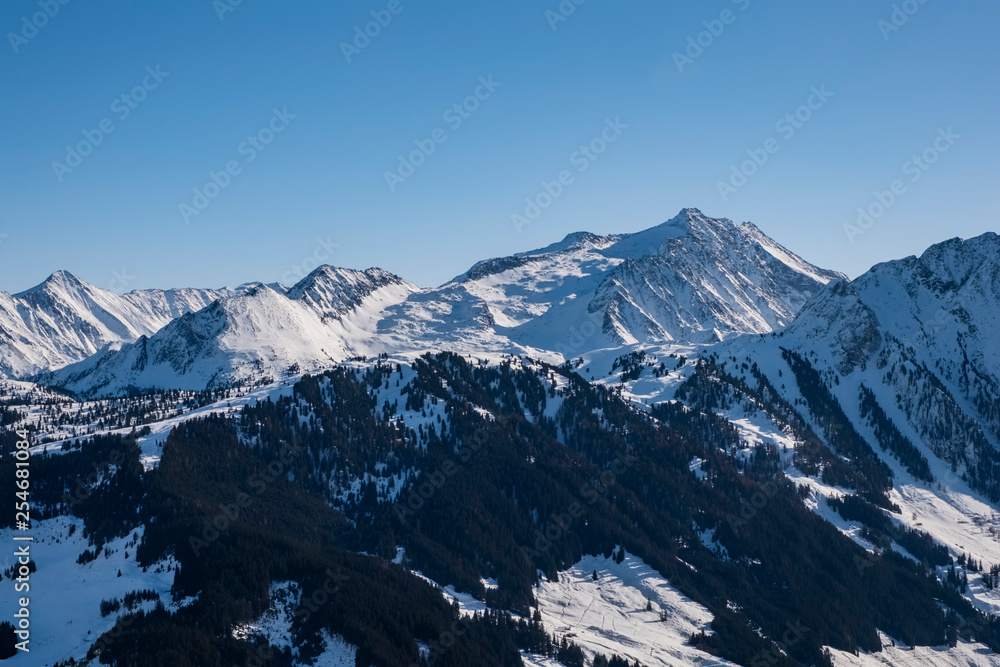 Landscape in Zillertal Arena ski resort in Zillertal in Tyrol. Great winter day.