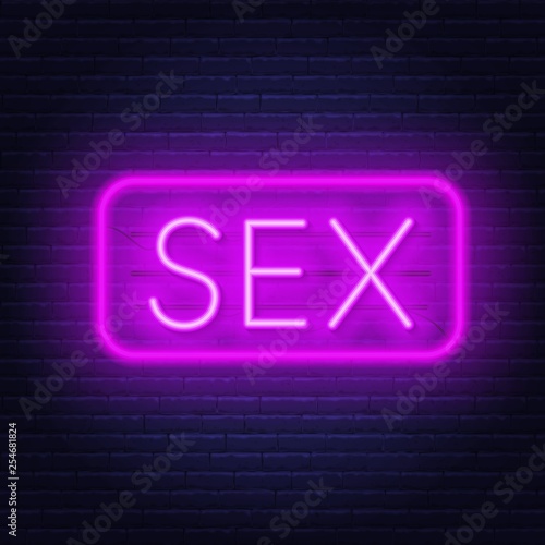 Sex neon sign on dark background. Vector illustration of EPS10