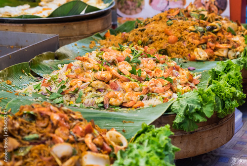 Photography traditional sea food in the street of Thailand