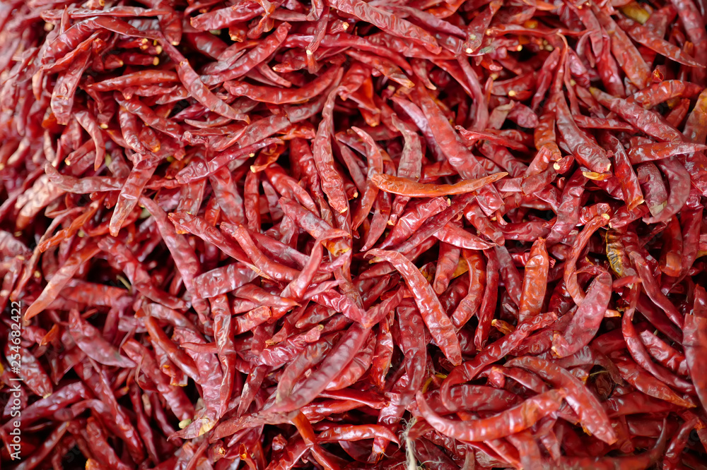 Fototapeta premium Red chile pepper on thai market