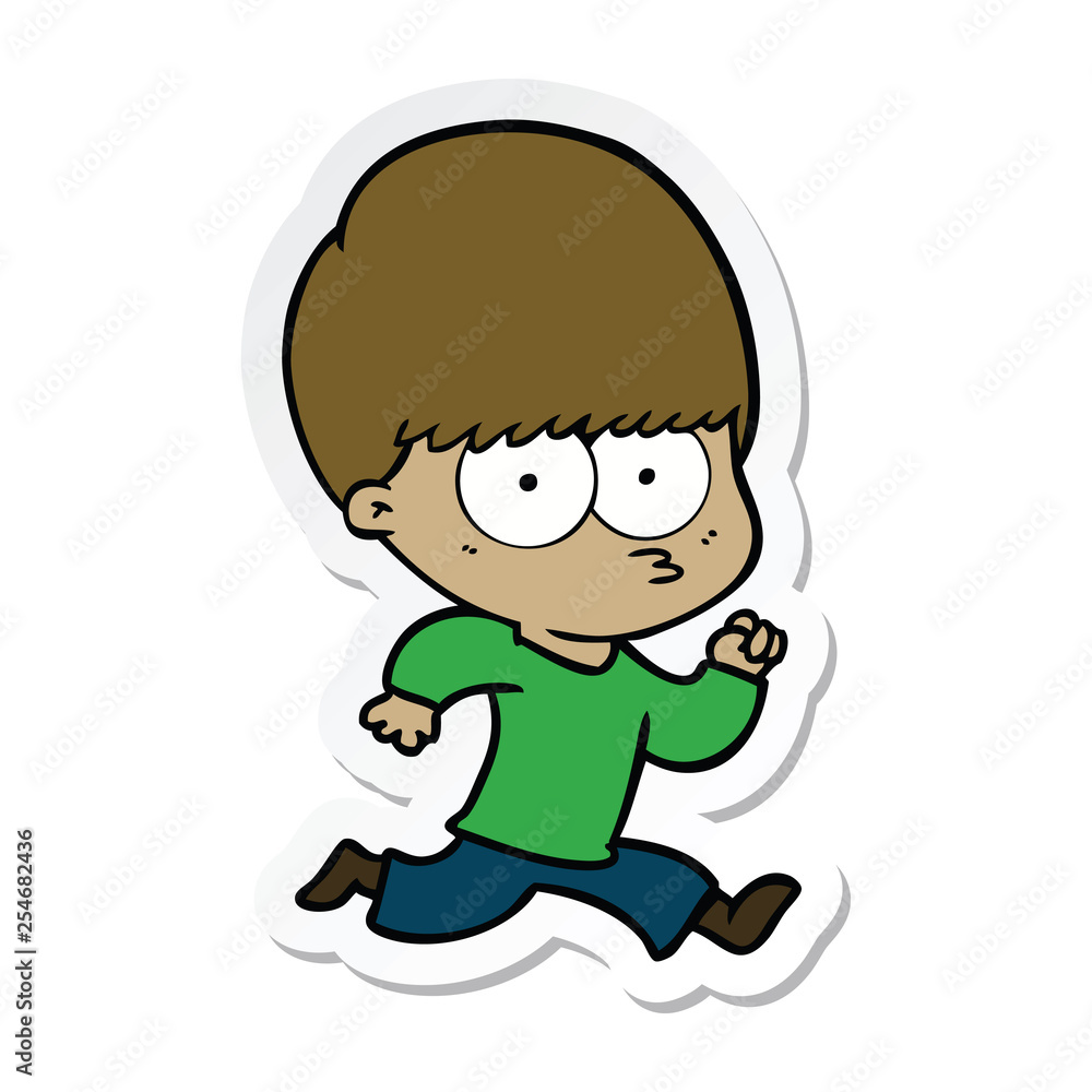 sticker of a nervous cartoon boy sticker of a nervous cartoon boy