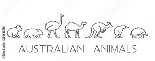 Vector set of linear Australian animals