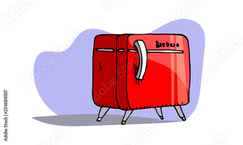 small red refrigerator
