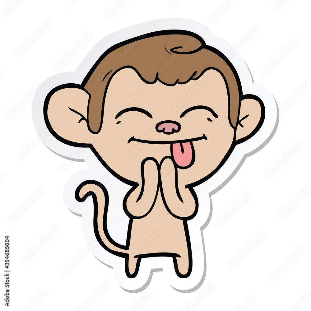 sticker of a funny cartoon monkey sticker of a funny cartoon monkey