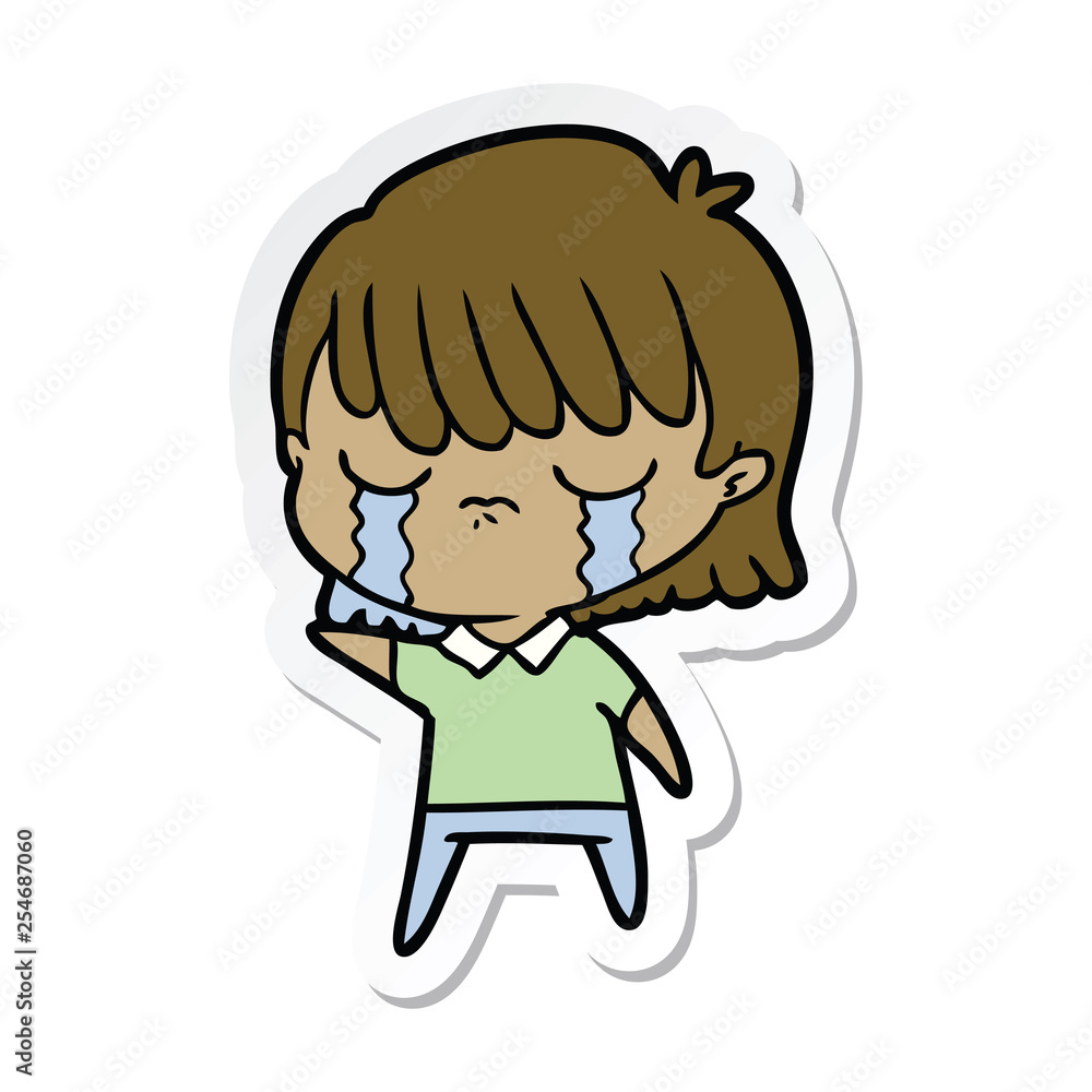 sticker of a cartoon woman crying sticker of a cartoon woman crying