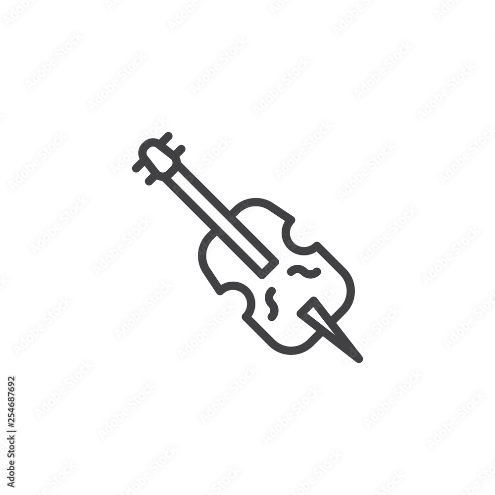 Obraz premium Cello music instrument line icon. linear style sign for mobile concept and web design. Violin outline vector icon. Symbol, logo illustration. Pixel perfect vector graphics