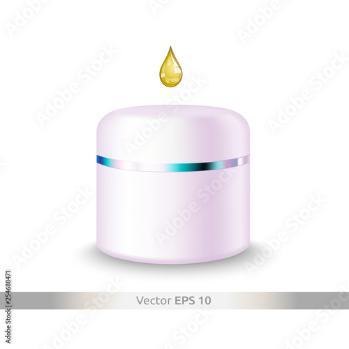 Plastic cream jar mockup isolated. Cosmetic with Aragan oil, natural cosmetics. health and beauty photo