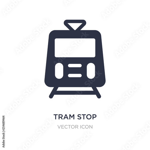 tram stop icon on white background. Simple element illustration from Transport concept.