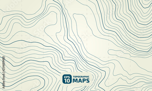 The stylized height of the topographic contour in lines and contours. The concept of a conditional geography scheme and the terrain path. Vector illustration.