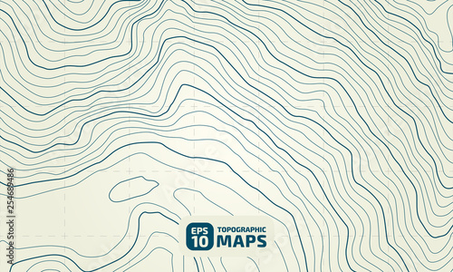 The stylized height of the topographic contour in lines and contours. The concept of a conditional geography scheme and the terrain path. Vector illustration.