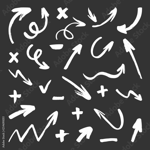 Hand drawn arrows set. Vector doodle icon.