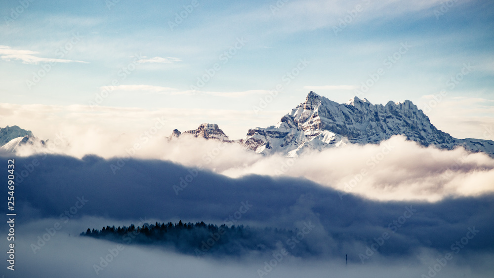 Sunrise over the Swiss alps 