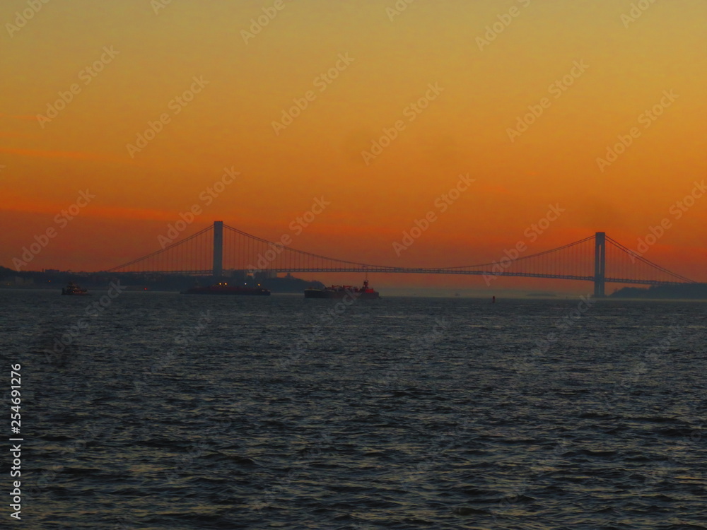 verrazano bridge at sunset