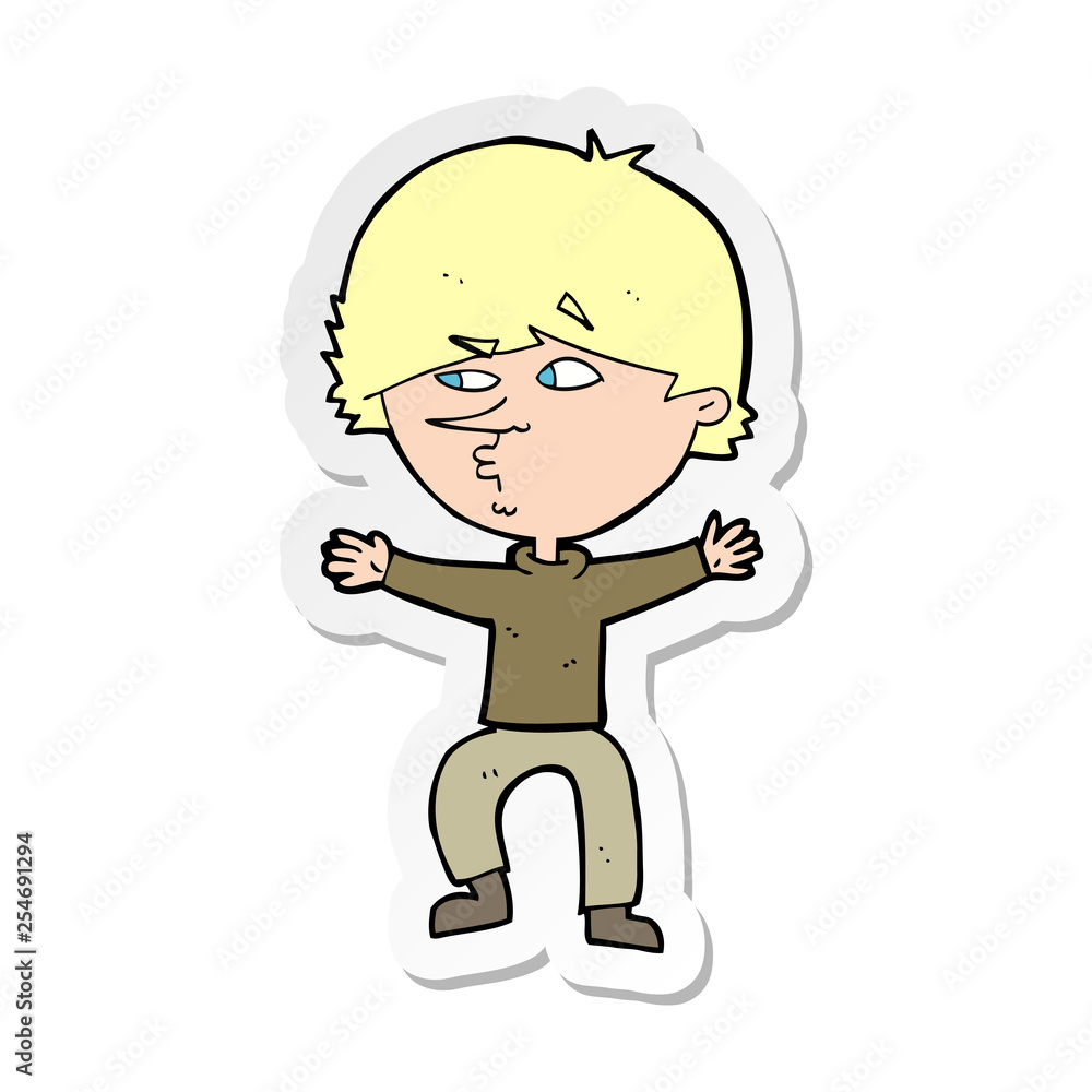 sticker of a cartoon suspicious man