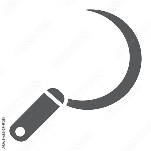 Sickle glyph icon, tool and agriculture, blade sign, vector graphics, a solid pattern on a white background.