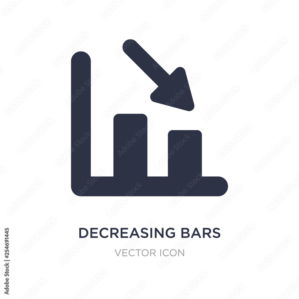decreasing bars chart icon on white background. Simple element illustration from UI concept. decreasing bars chart icon on white background. Simple element illustration from UI concept.