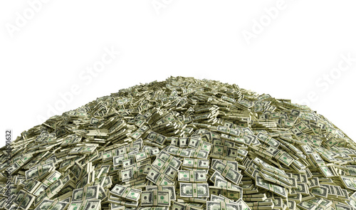 Millions of Dollars - a heap of money isolated on white - 3D Rendering