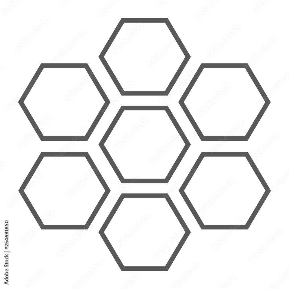 Honeycomb thin line icon, bee and honey, hexagon sign, vector graphics, a linear pattern on a white background. Honeycomb thin line icon, bee and honey, hexagon sign, vector graphics, a linear pattern on a white background.
