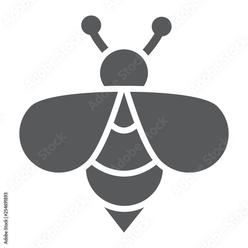 Bee glyph icon, animal and honey, insect sign, vector graphics, a solid pattern on a white background.