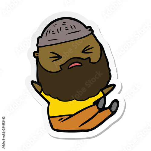 sticker of a cartoon man with beard