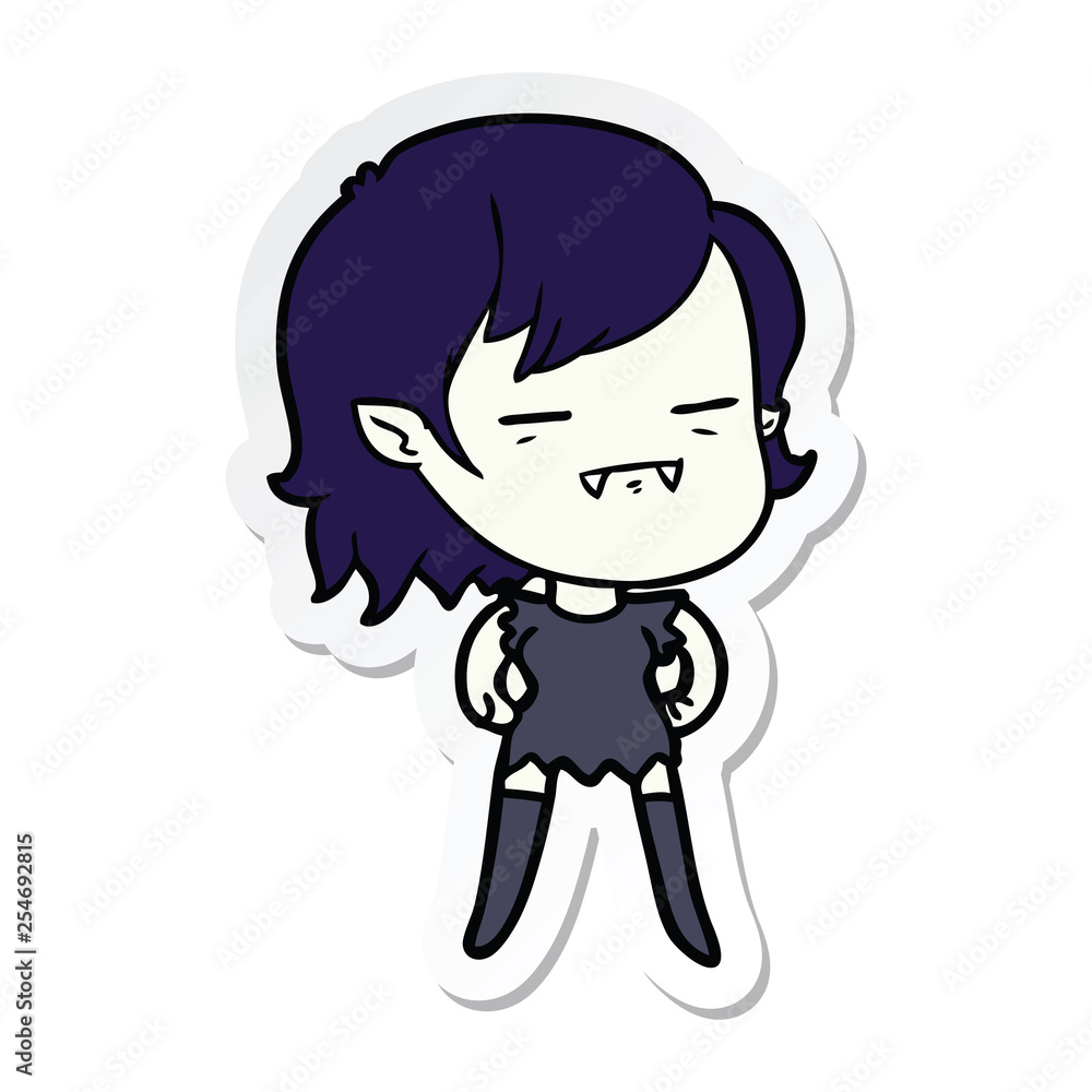 sticker of a cartoon undead vampire girl sticker of a cartoon undead vampire girl