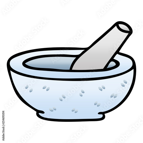 quirky gradient shaded cartoon pestle and mortar