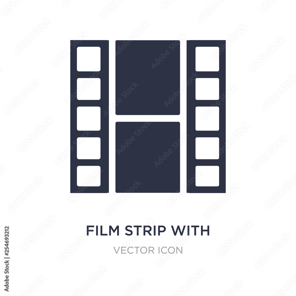 film strip with a triangle inside icon on white background. Simple element illustration from UI concept.