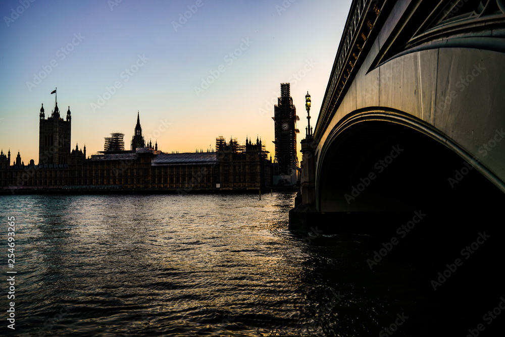 House of parliament UK sunset