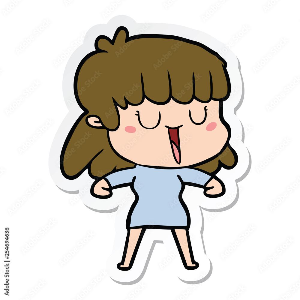 sticker of a cartoon woman laughing sticker of a cartoon woman laughing