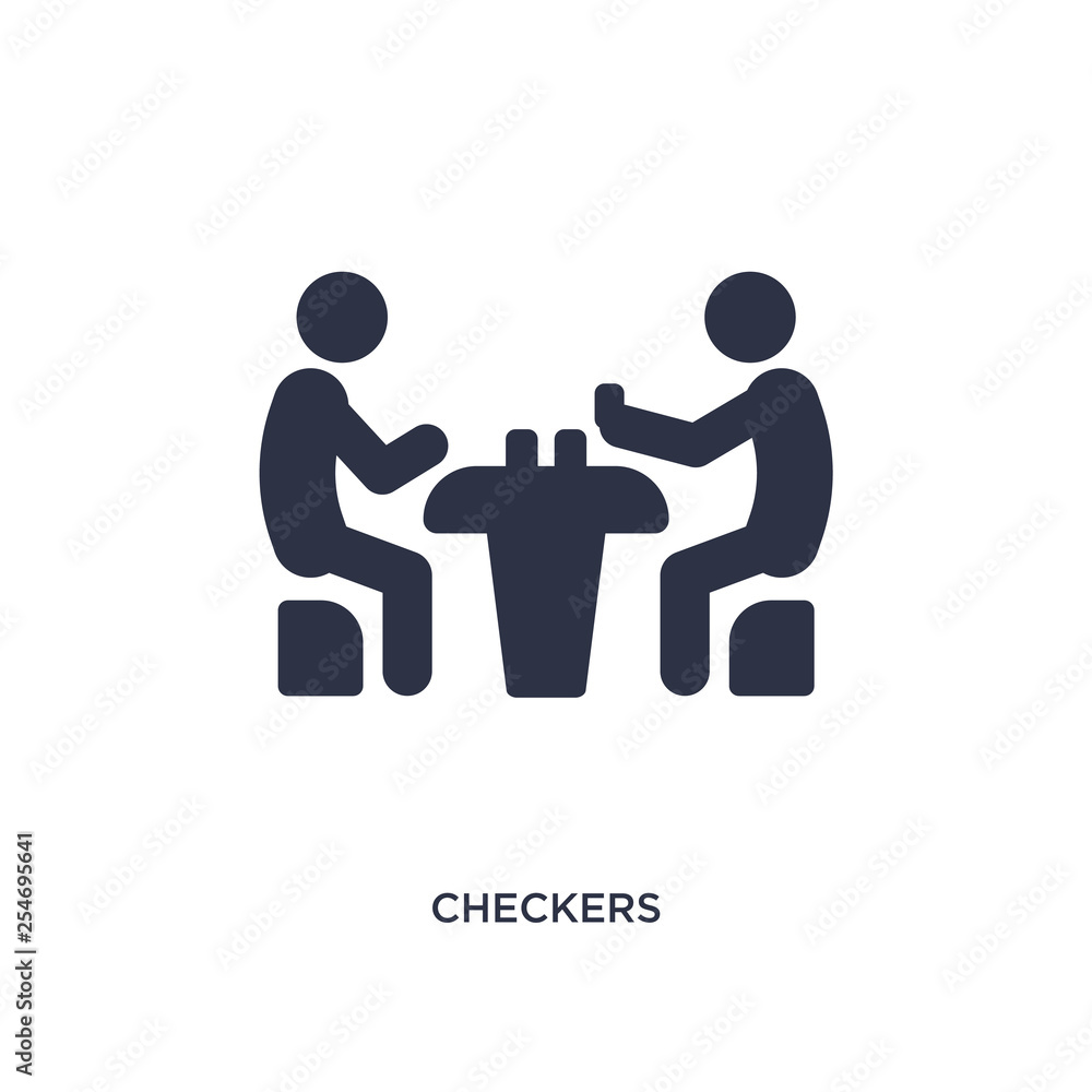 checkers icon on white background. Simple element illustration from activity and hobbies concept. checkers icon on white background. Simple element illustration from activity and hobbies concept.