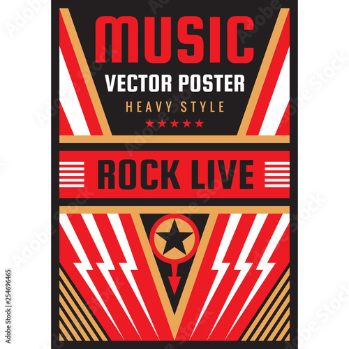 Music concert rock festival poster vector illustration. National patriotism freedom vertical banner template. Graphic design concept layout.