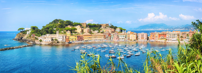 Keuken achterwand Liguria panorama of Bay of Silence, Sestri Levante, Liguria, Italy  © lena_serditova
