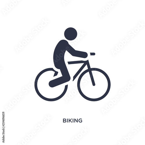 biking icon on white background. Simple element illustration from activities concept.