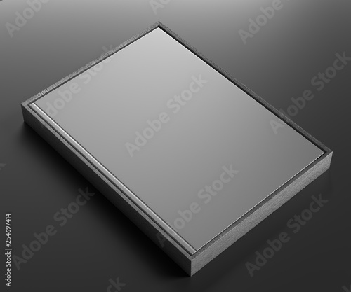 Blank book cover in a grey gift box. 3D rendering.