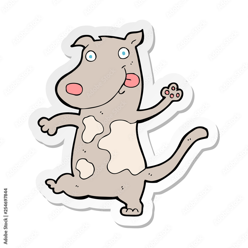 sticker of a cartoon happy dog