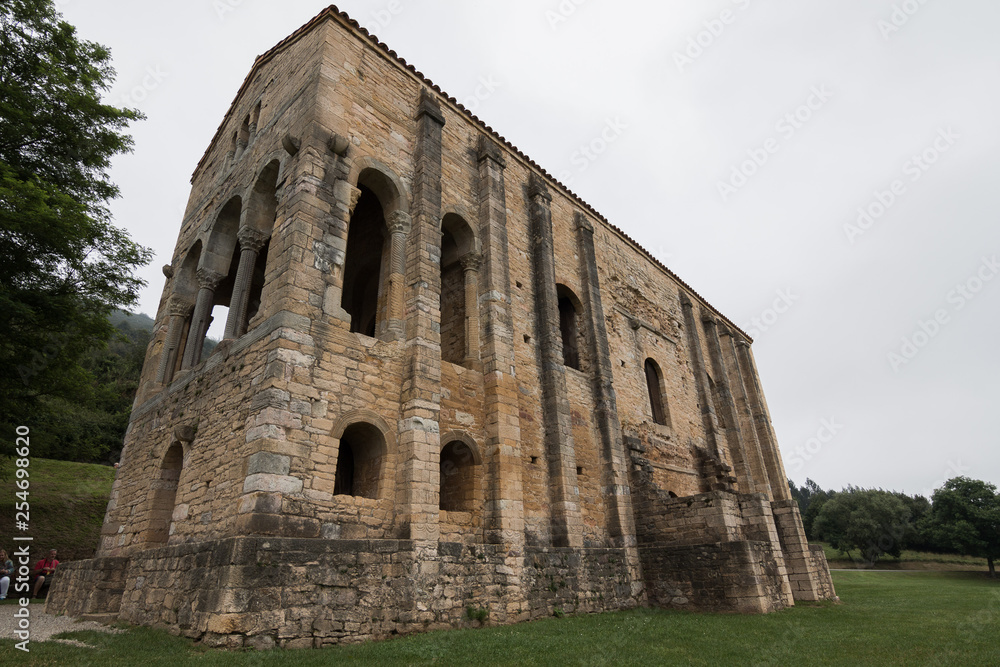 Church of Santa María del Naranco (Iglesia de Santa Maria del Naranco) in Asturias, Spain. A pre-romanesque church built the year 842 A.D. near Oviedo, Asturias, Spain.