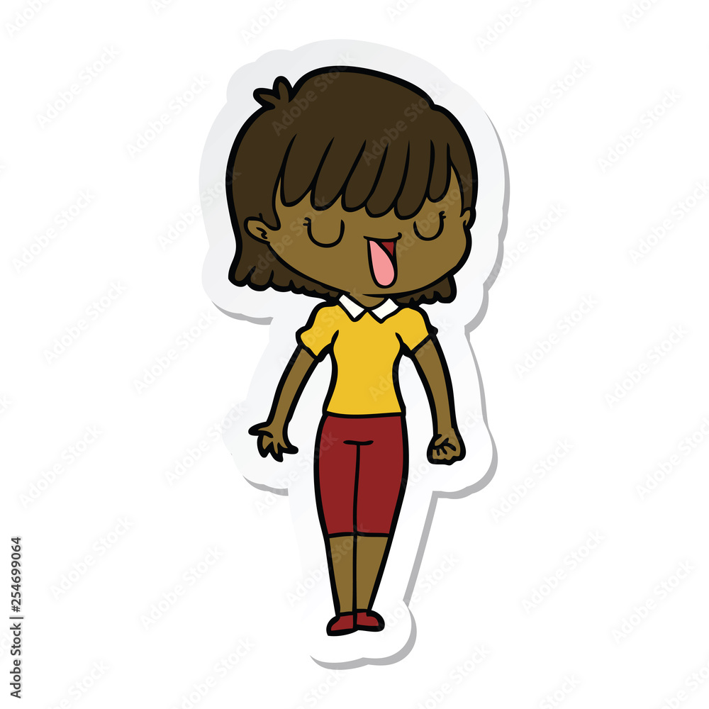 sticker of a cartoon woman sticker of a cartoon woman