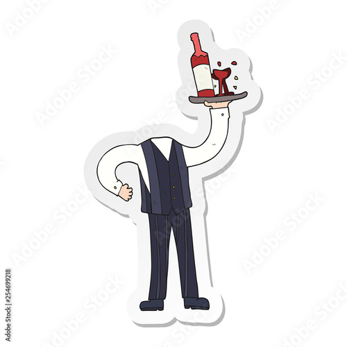 sticker of a cartoon headless waiter