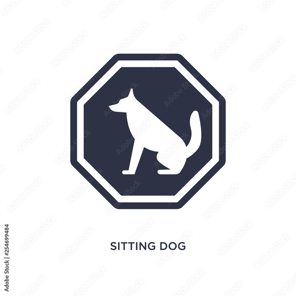 sitting dog icon on white background. Simple element illustration from airport terminal concept. sitting dog icon on white background. Simple element illustration from airport terminal concept.