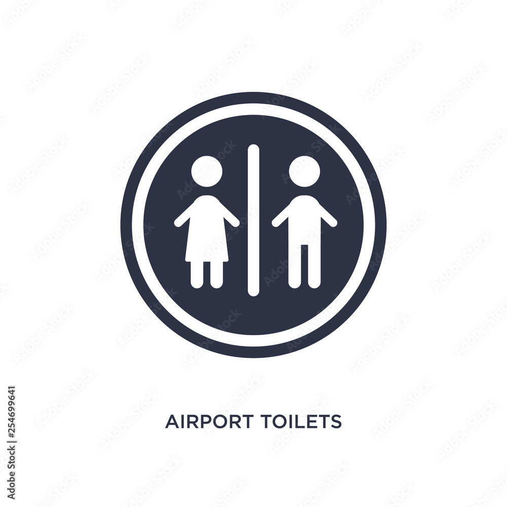 airport toilets icon on white background. Simple element illustration from airport terminal concept. airport toilets icon on white background. Simple element illustration from airport terminal concept.