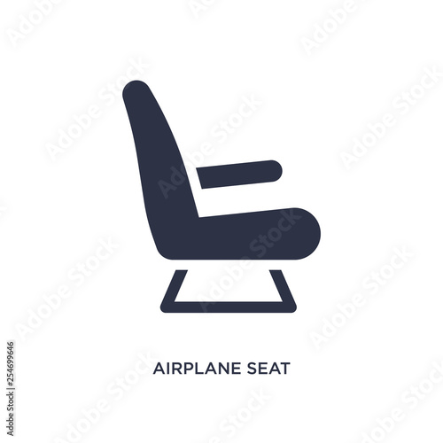 airplane seat icon on white background. Simple element illustration from airport terminal concept.