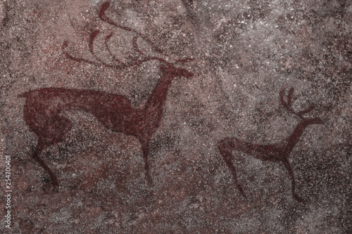 image of ancient deer on the wall of the cave. the art of antiquities. archaeology.