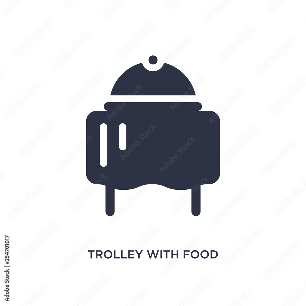 trolley with food icon on white background. Simple element illustration from airport terminal concept. trolley with food icon on white background. Simple element illustration from airport terminal concept.