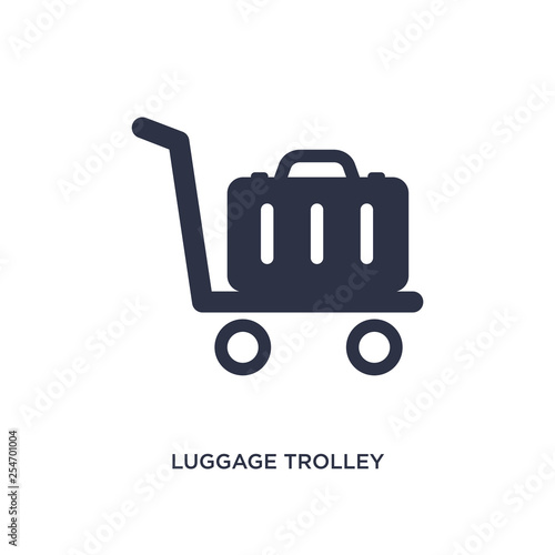 luggage trolley icon on white background. Simple element illustration from airport terminal concept.