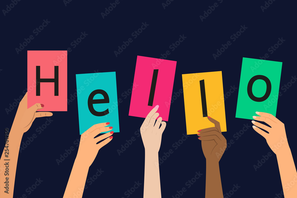 'Hello' concept on dark background. 'Hello' concept on dark background.